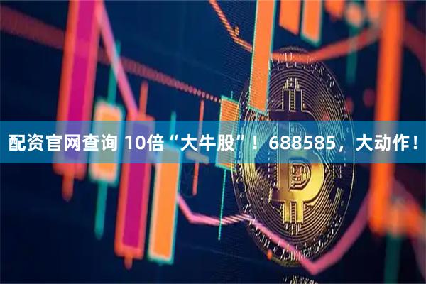 配资官网查询 10倍“大牛股”！688585，大动作！